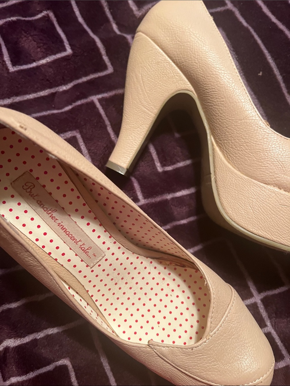 Women’s Cream High Heel Pumps with Polka-Dot Insole